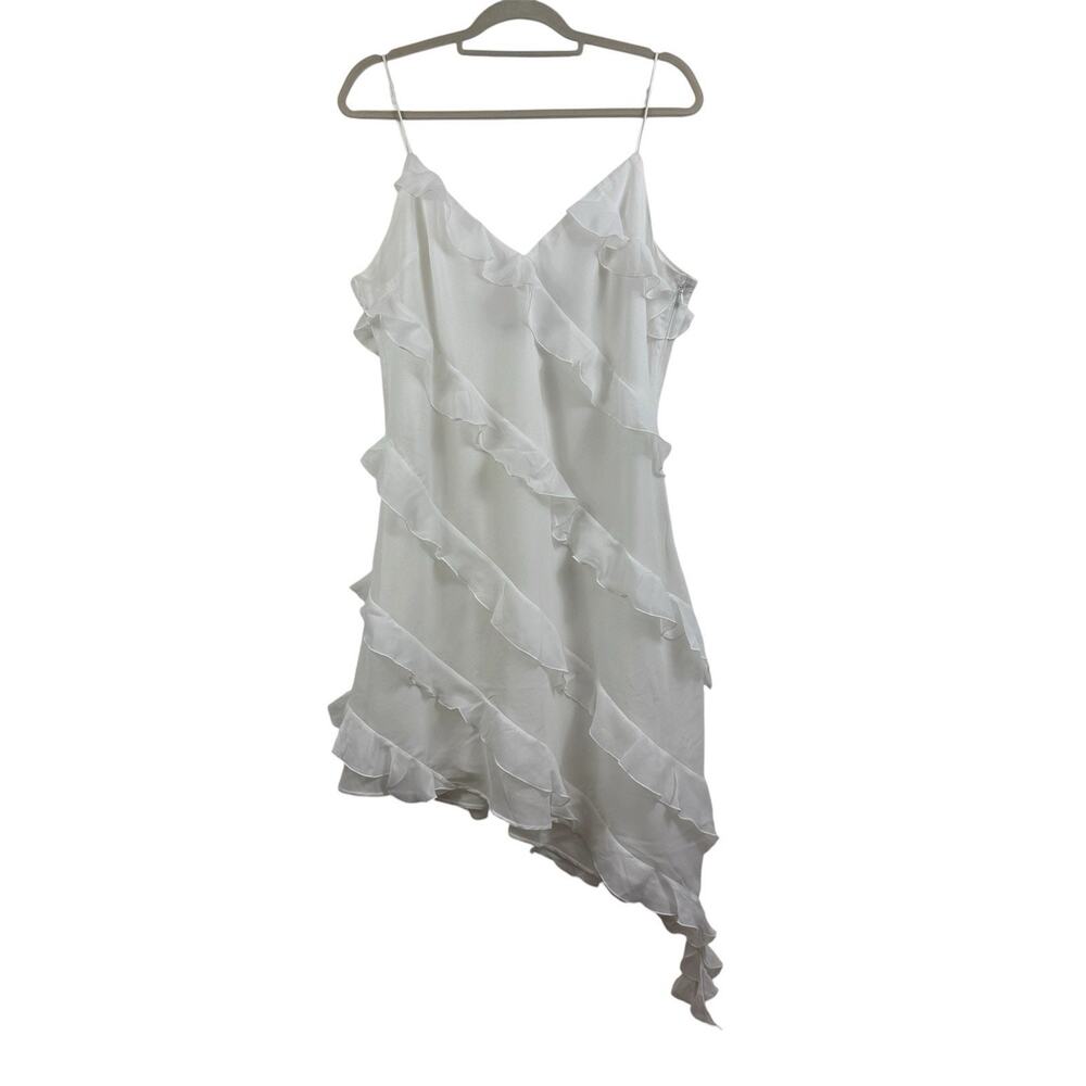 Abercrombie & Fitch White Ruffle Asymmetrical Hem Slip Dress XL Fairy Whimsical
